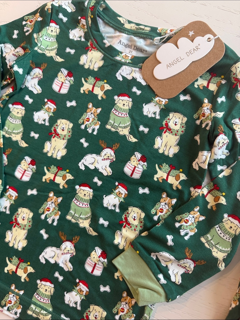 Angel Dear Christmas Holiday Dogs Puppy Pajama Set 2T 3-4 5-6 7-8 - Picture 2 of 4